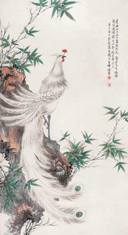 蔡铣 凤鸣高岗图 立轴